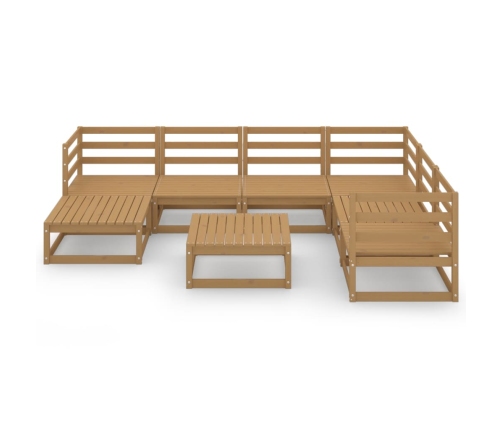 Muebles de jardín 8 piezas marrón miel madera maciza de pino