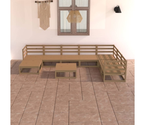 Muebles de jardín 8 piezas marrón miel madera maciza de pino
