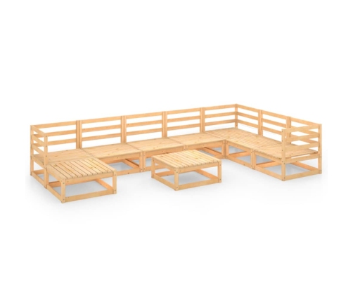Juego de muebles de jardín 9 piezas madera maciza de pino