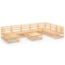Juego de muebles de jardín 9 piezas madera maciza de pino