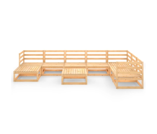 Juego de muebles de jardín 9 piezas madera maciza de pino