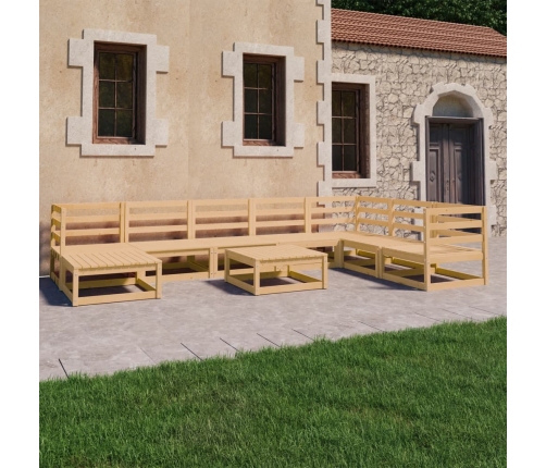 Juego de muebles de jardín 9 piezas madera maciza de pino