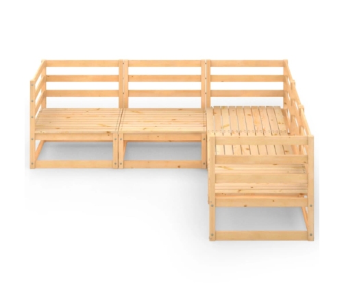 Juego de muebles de jardín 5 piezas madera maciza de pino