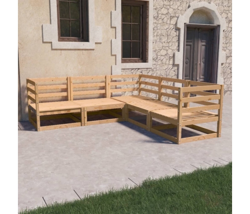 Juego de muebles de jardín 5 piezas madera maciza de pino