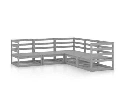 Muebles de jardín 5 piezas gris madera de pino maciza