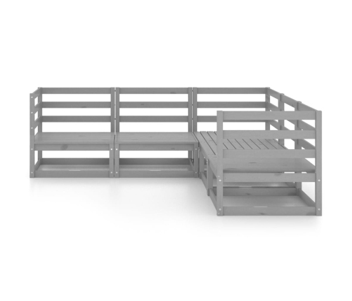 Muebles de jardín 5 piezas gris madera de pino maciza