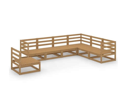 Muebles de jardín 7 piezas marrón miel madera maciza de pino