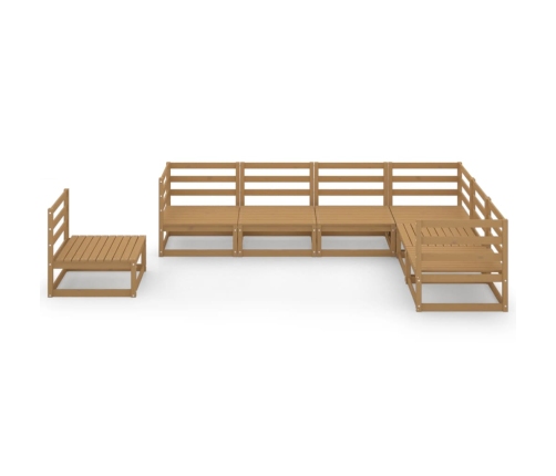 Muebles de jardín 7 piezas marrón miel madera maciza de pino