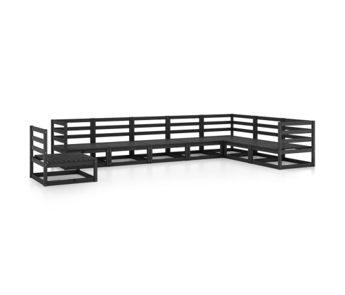 Juego de muebles de jardín 8 piezas negro madera maciza pino