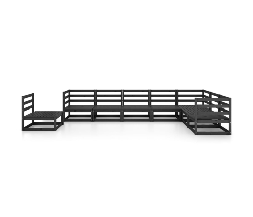Juego de muebles de jardín 8 piezas negro madera maciza pino