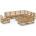 Muebles de jardín 10 pzas y cojines marrón miel madera pino