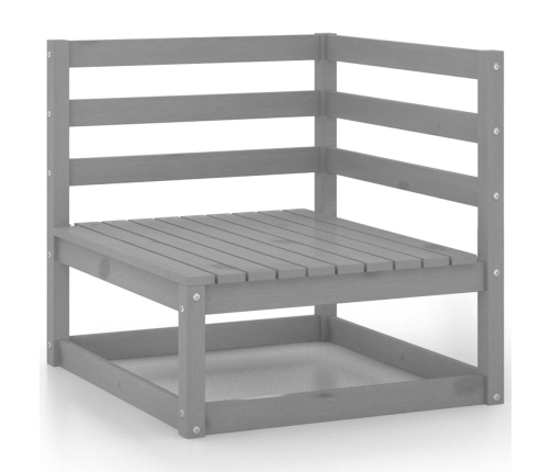 Muebles de jardín 10 piezas gris madera de pino maciza