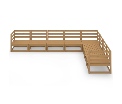 Muebles de jardín 8 piezas marrón miel madera maciza de pino