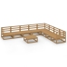 Muebles de jardín 9 piezas marrón miel madera maciza de pino