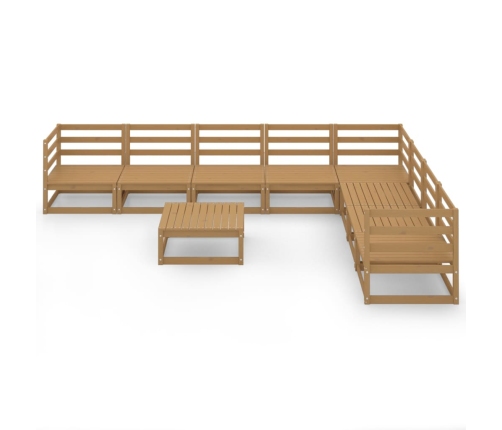 Muebles de jardín 9 piezas marrón miel madera maciza de pino