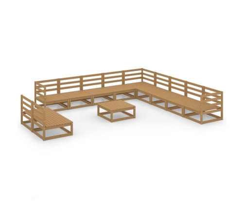 Muebles de jardín 12 piezas marrón miel madera maciza de pino