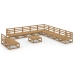 Muebles de jardín 12 piezas marrón miel madera maciza de pino