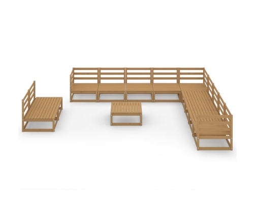 Muebles de jardín 12 piezas marrón miel madera maciza de pino
