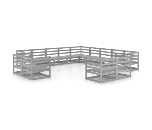 Juego de muebles de jardín 13 piezas madera maciza de pino