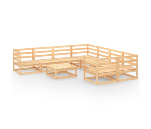 Juego de muebles de jardín 9 piezas madera maciza de pino