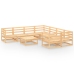 Juego de muebles de jardín 9 piezas madera maciza de pino