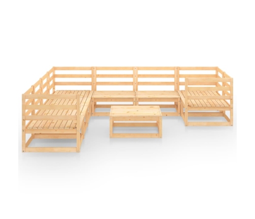 Juego de muebles de jardín 9 piezas madera maciza de pino