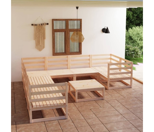 Juego de muebles de jardín 9 piezas madera maciza de pino