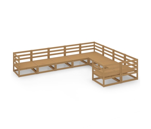 Juego de muebles de jardín 9 piezas madera maciza de pino