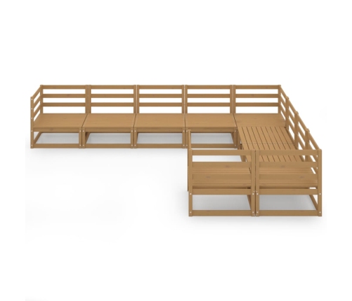 Juego de muebles de jardín 9 piezas madera maciza de pino