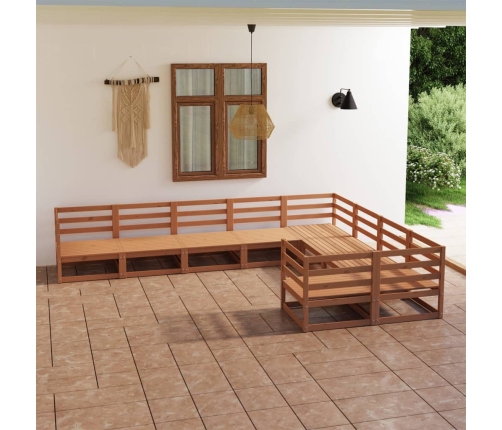 Juego de muebles de jardín 9 piezas madera maciza de pino