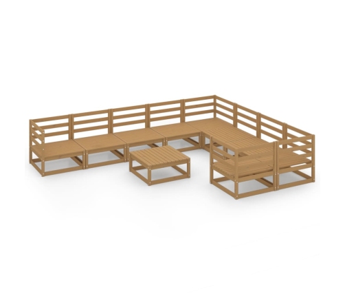 Juego de muebles de jardín 10 piezas madera maciza de pino