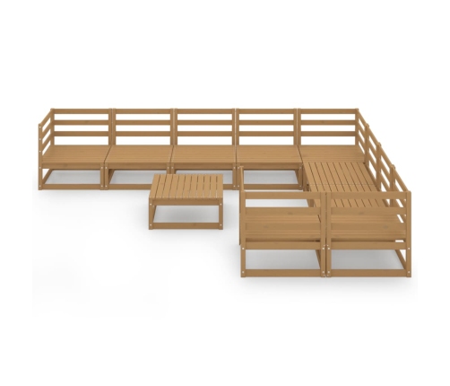 Juego de muebles de jardín 10 piezas madera maciza de pino