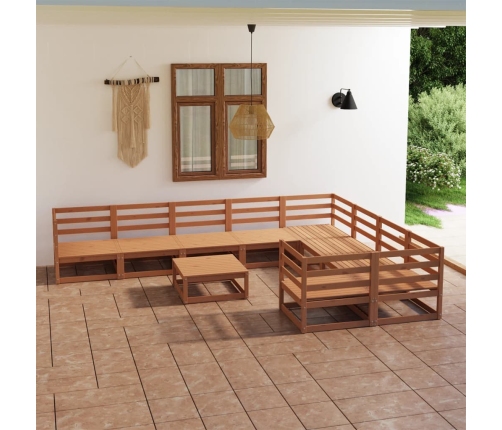 Juego de muebles de jardín 10 piezas madera maciza de pino