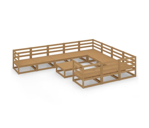 Juego de muebles de jardín 11 piezas madera maciza de pino
