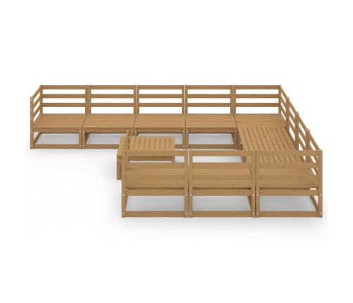 Juego de muebles de jardín 11 piezas madera maciza de pino