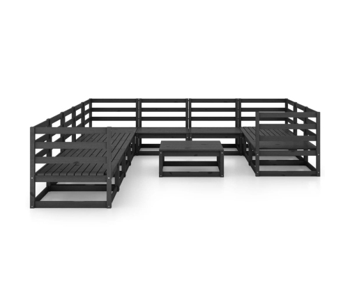 Juego de muebles de jardín 11 piezas madera maciza de pino