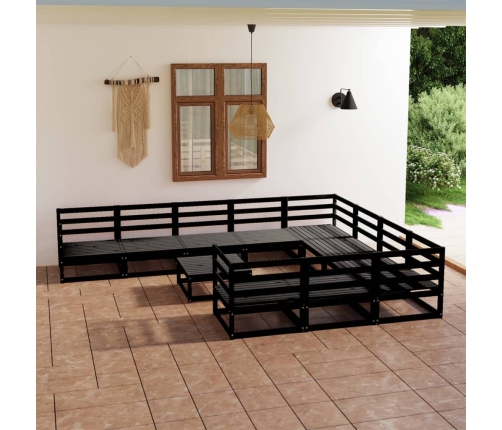 Juego de muebles de jardín 11 piezas madera maciza de pino