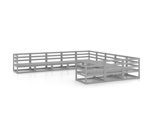 Juego de muebles de jardín 11 piezas madera maciza de pino