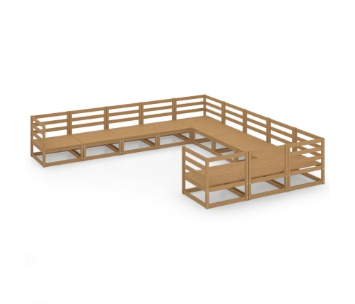 Juego de muebles de jardín 11 piezas madera maciza de pino