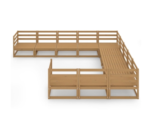 Juego de muebles de jardín 11 piezas madera maciza de pino