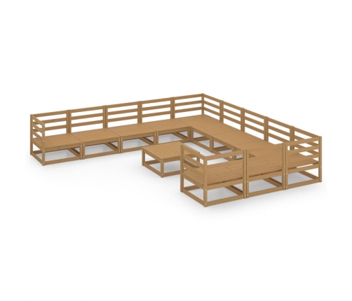 Juego de muebles de jardín 12 piezas madera maciza de pino