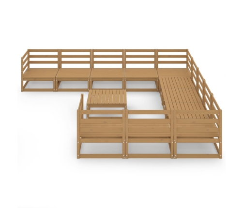 Juego de muebles de jardín 12 piezas madera maciza de pino