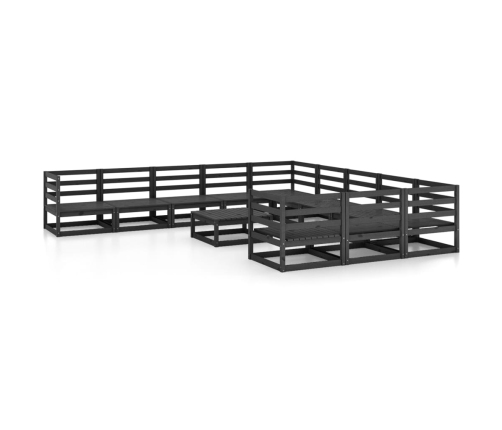 Juego de muebles de jardín 12 piezas madera maciza de pino