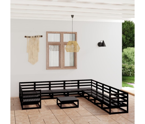 Juego de muebles de jardín 12 piezas madera maciza de pino