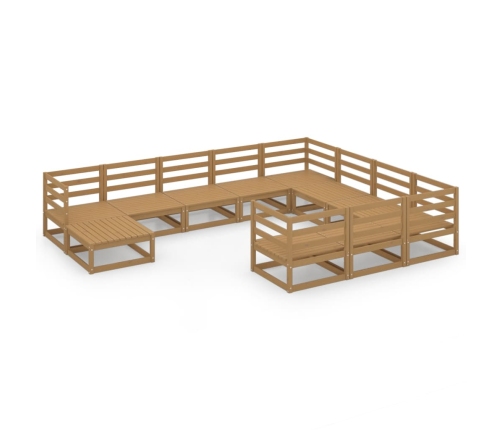 Juego de muebles de jardín 11 piezas madera maciza de pino
