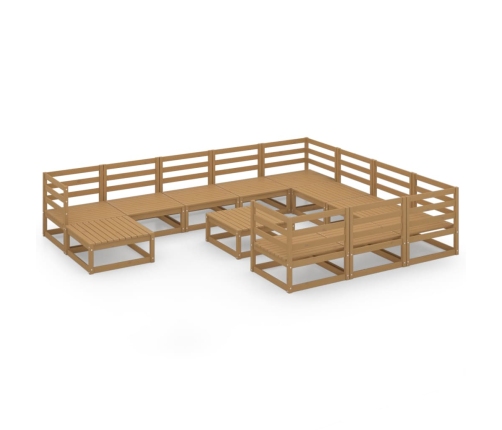 Juego de muebles de jardín 12 piezas madera maciza de pino