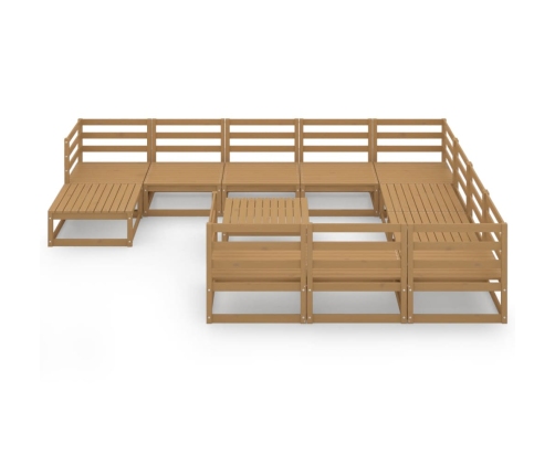 Juego de muebles de jardín 12 piezas madera maciza de pino