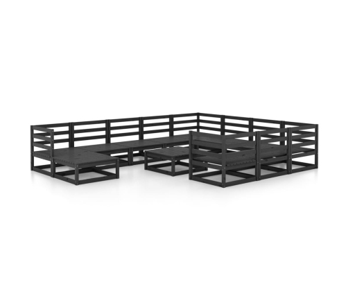 Juego de muebles de jardín 12 piezas madera maciza de pino