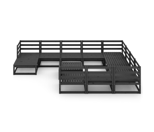 Juego de muebles de jardín 12 piezas madera maciza de pino