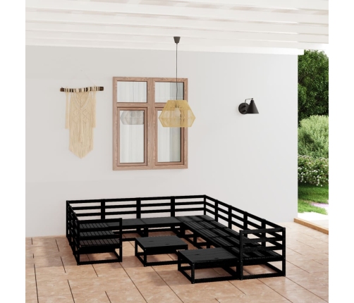 Juego de muebles de jardín 12 piezas madera maciza de pino